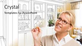  Presentation with custom - Beautiful slide deck featuring gradation - young woman over custom built backdrop and a white colored foreground