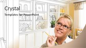  Presentation with aircon design - Amazing slide set having gradation - young woman over custom built backdrop and a  colored foreground