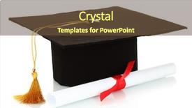  Presentation with diploma - Beautiful presentation theme featuring graddiploma - grad hat and diploma isolated backdrop and a tawny brown colored foreground