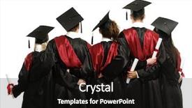  Presentation with black students - Slide set enhanced with graddiploma - group of graduated young students background and a black colored foreground