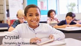  Presentation with elementary school black female career day technology - Colorful slide set enhanced with grade 1 - boy with tablet in elementary backdrop and a  colored foreground