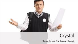  Presentation with exam - Presentation having grade 1 - confused teen student background and a white colored foreground