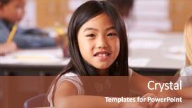  Presentation with school elementary - PPT theme consisting of grade 1 - portrait of asian girl background and a  colored foreground