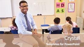  Presentation with school elementary - Presentation theme consisting of grade 1 - smiling elementary school teacher sitting background and a  colored foreground