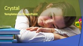  Presentation with effect - Audience pleasing PPT theme consisting of grade 1 - tired schoolgirl cross-process effect backdrop and a  colored foreground