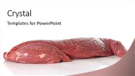  Presentation with tenderloin - Slides consisting of grade 1 - whole raw beef tenderloin studio background and a white colored foreground