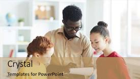  Presentation with teacher - Cool new presentation design with grade 2 - african-american school teacher showing backdrop and a  colored foreground