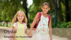  Presentation with school counseling - Theme consisting of grade 2 - happy little girls going background and a  colored foreground