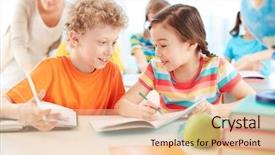  Presentation with full length portrait two men women brown sweater - Colorful slide deck enhanced with easter background with colorful eggs on wooden table backdrop and a lemonade colored foreground