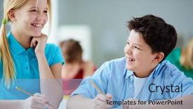  Presentation with contemporary world two columns - Audience pleasing slide set consisting of grade 2 - portrait of two diligent pupils backdrop and a light blue colored foreground