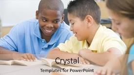  Presentation with book of romans - Cool new slide deck with grade 2 - two boys discussing book whilst backdrop and a lemonade colored foreground