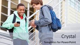  Presentation with high school students - Amazing presentation theme having grade 2 - two high school students outside backdrop and a light blue colored foreground