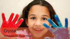  Presentation with painting - Amazing slides having grade 6 - girl at school finger painting backdrop and a  colored foreground