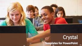  Presentation with high school students - PPT layouts enhanced with grade 6 - group of high school students background and a red colored foreground