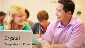  Presentation with high school - Audience pleasing slide set consisting of grade 6 - high school student with teacher backdrop and a coral colored foreground