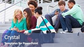  Presentation with high school students - Presentation theme with grade 6 - high school students sitting outside background and a ocean colored foreground