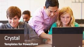  Presentation with high school students - Slide set enhanced with grade 6 - high school students with teacher background and a tawny brown colored foreground