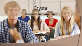  Presentation with multi racial - Colorful slide set enhanced with grade 6 - multi racial teenage pupils backdrop and a coral colored foreground