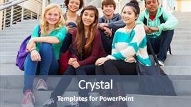  Presentation with school building - Amazing presentation theme having grade 6 - portrait of high school students backdrop and a ocean colored foreground