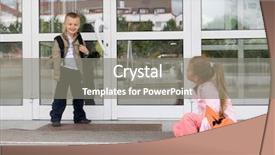  Presentation with school - Beautiful presentation theme featuring grade 6 - pupils in front backdrop and a gray colored foreground