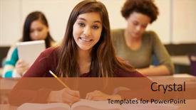  Presentation with high school - Colorful presentation design enhanced with grade book - female high school student studying backdrop and a red colored foreground