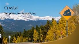  Presentation with highway road sign - Audience pleasing presentation theme consisting of graded blue - steep grade truck road sign backdrop and a light blue colored foreground