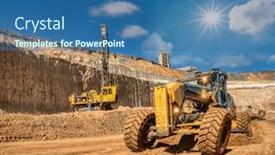  Presentation with drilling rig - Presentation theme featuring grader-and-drilling-rig-digging and a ocean colored foreground