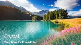  Presentation with pond - Beautiful PPT theme featuring gradiant color - great view of the azure backdrop and a teal colored foreground