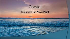  Presentation with sunset beach - Beautiful presentation theme featuring gradiant color - radiant colorful sea beach sunset backdrop and a coral colored foreground
