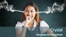  Presentation with steam - Presentation theme featuring gradient teal - anger young woman with steam background and a ocean colored foreground