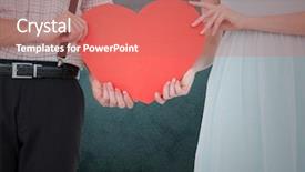  Presentation with teal - Theme with gradient teal - mid section of couple holding background and a coral colored foreground