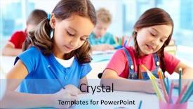  Presentation with dysfunctional workplace - Cool new slides with grading kids - portrait of lovely girls drawing backdrop and a light blue colored foreground