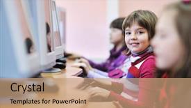  Presentation with meditation children education school - Beautiful PPT layouts featuring grading practices - it education with children group backdrop and a  colored foreground