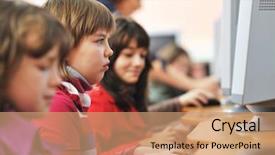 Presentation with children education - Presentation theme enhanced with grading practices - it education with children group background and a coral colored foreground