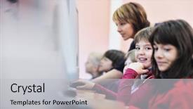  Presentation with children education - Presentation theme enhanced with grading practices - it education with children group background and a light gray colored foreground