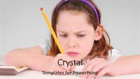  Presentation with work - Theme consisting of grading practices - young girl looking serious while background and a  colored foreground