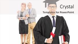  Presentation with college coffee shop - Beautiful slide set featuring studio shot of a college backdrop and a sky blue colored foreground