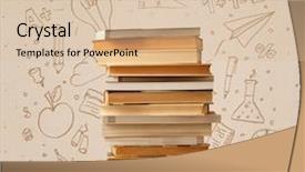  Presentation with hand drawn school - Presentation theme having graduate learning - pile of books on table background and a lemonade colored foreground