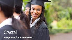  Presentation with university - PPT theme having graduate looking back at graduation background and a dark gray colored foreground