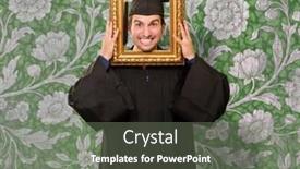  Presentation with frame - PPT theme consisting of graduation gold - graduate man looking background and a gray colored foreground