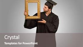  Presentation with frame - PPT layouts with graduate man showing a frame background and a  colored foreground