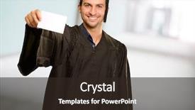  Presentation with sleepy yawning man driving car - Audience pleasing theme consisting of graduate man showing blank card backdrop and a wine colored foreground