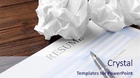  Presentation with resume - Beautiful presentation design featuring graduate seeking employment - blank resume form and crumpled backdrop and a sky blue colored foreground