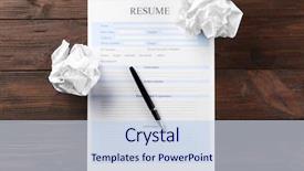  Presentation with resume - Presentation theme enhanced with graduate seeking employment - blank resume form and crumpled background and a  colored foreground