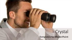  Presentation with seeking - PPT theme having graduate seeking employment - manager with binoculars looking background and a  colored foreground