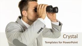  Presentation with seeking - Amazing theme having graduate seeking employment - manager with binoculars backdrop and a  colored foreground