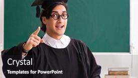  Presentation with green - Slide deck with graduate-student-in-front background and a dark gray colored foreground