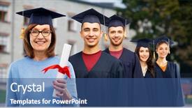  Presentation with neolithic age old - Cool new presentation theme with graduate student woman in mortar backdrop and a ocean colored foreground