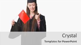 Presentation with china flag - Beautiful slides featuring graduate uniform holding china flag backdrop and a light gray colored foreground