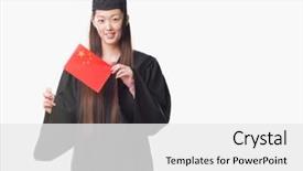  Presentation with china flag - Colorful slide deck enhanced with graduate uniform holding china flag backdrop and a white colored foreground